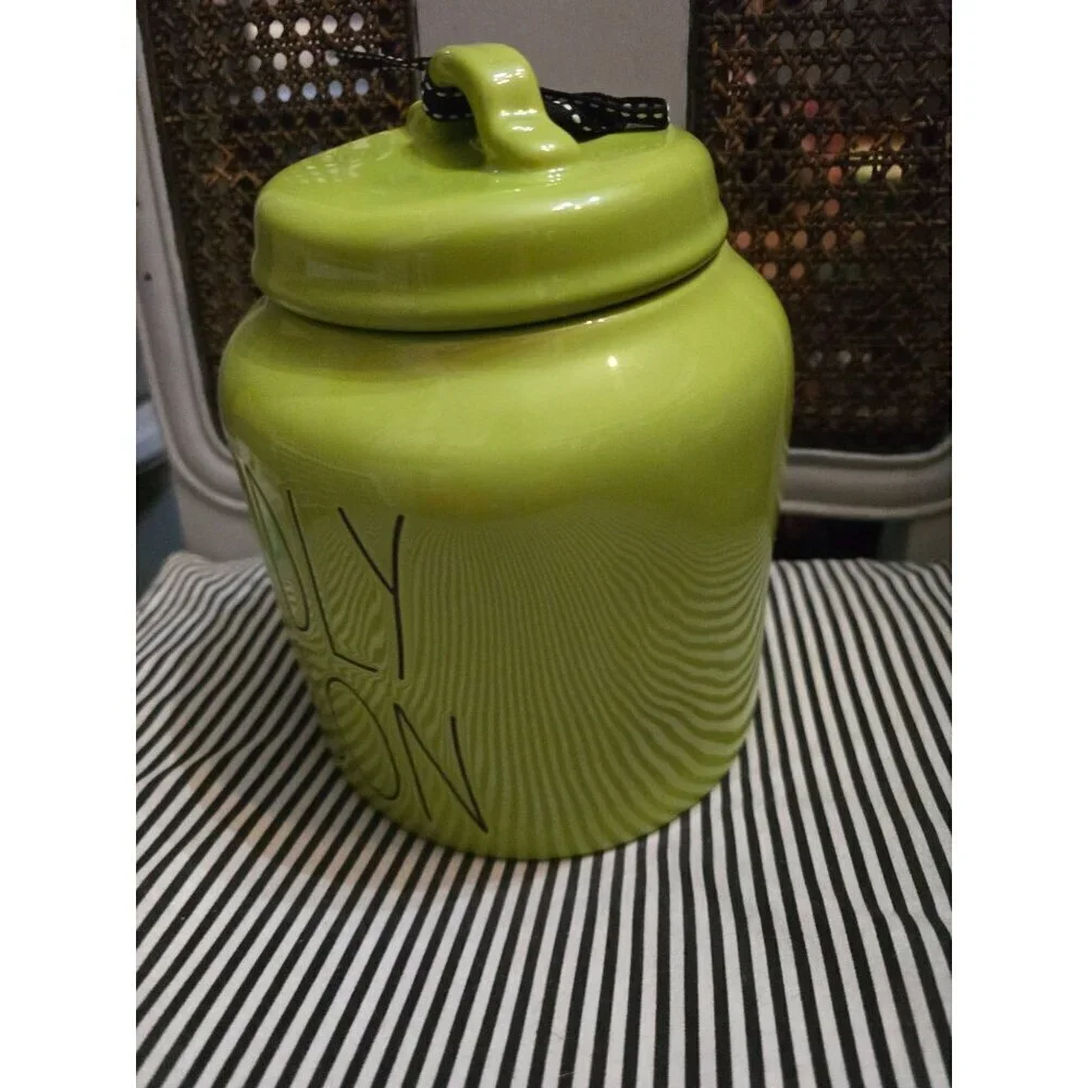 NWT Rae Dunn Deadly Poison Green Chubby Canister Halloween HTF